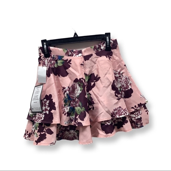 City Studios Juniors Size 3 Pink Floral Flirty Double Ruffle Skirt. New - Picture 4 of 7